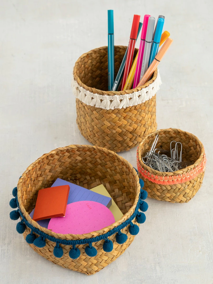 Natural Life Back To Campus Set Of 3 Small Woven Baskets 3 Natural Life Back To Campus Set Of 3 Small Woven Baskets