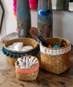 Natural Life Back To Campus Set Of 3 Small Woven Baskets