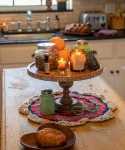 Natural Life Carved Wooden Cake Stand HOME & LIVING