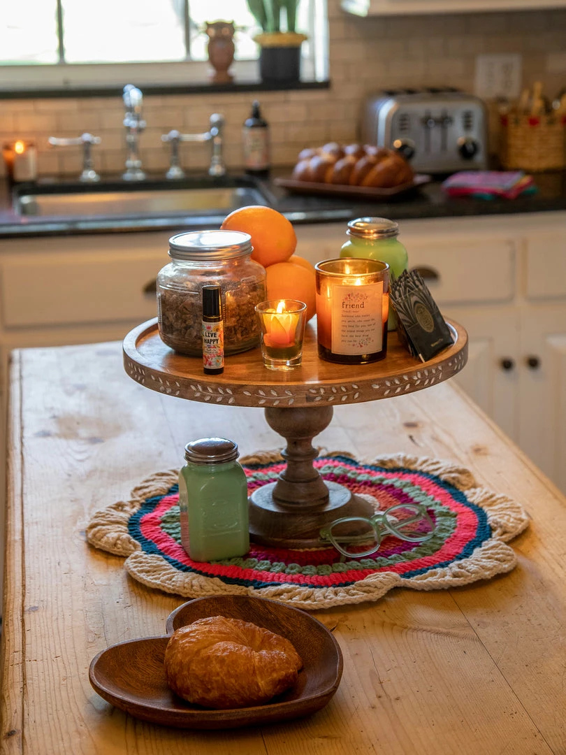 Natural Life Carved Wooden Cake Stand HOME & LIVING 4 Natural Life Carved Wooden Cake Stand HOME & LIVING