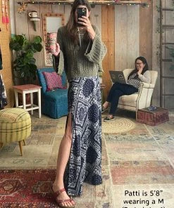 Natural Life Ginger Side Slit Maxi Skirt