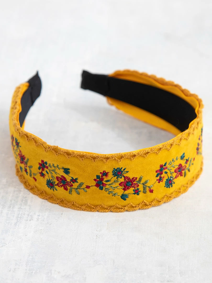 Natural Life Embroidered Velvet Headband 3 Natural Life Embroidered Velvet Headband