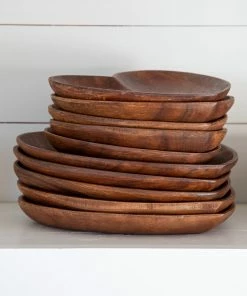 Natural Life Set Of 4 Wooden Heart Plates