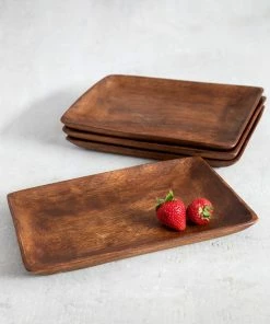 Natural Life Set Of 4 Wooden Plates