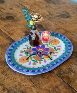 Natural Life HOME & LIVING Folk Flower Wood Platter