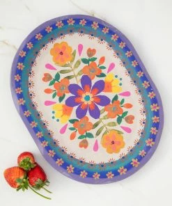 Natural Life HOME & LIVING Folk Flower Wood Platter