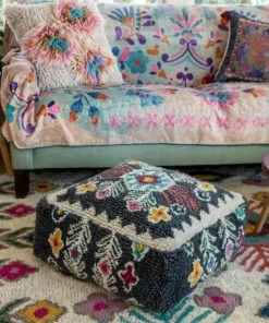 Natural Life Shaggy Wool Pouf