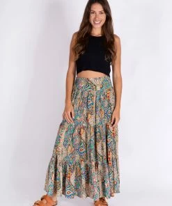 Natural Life Printed Satin Hanna Maxi Skirt NEW & TRENDING