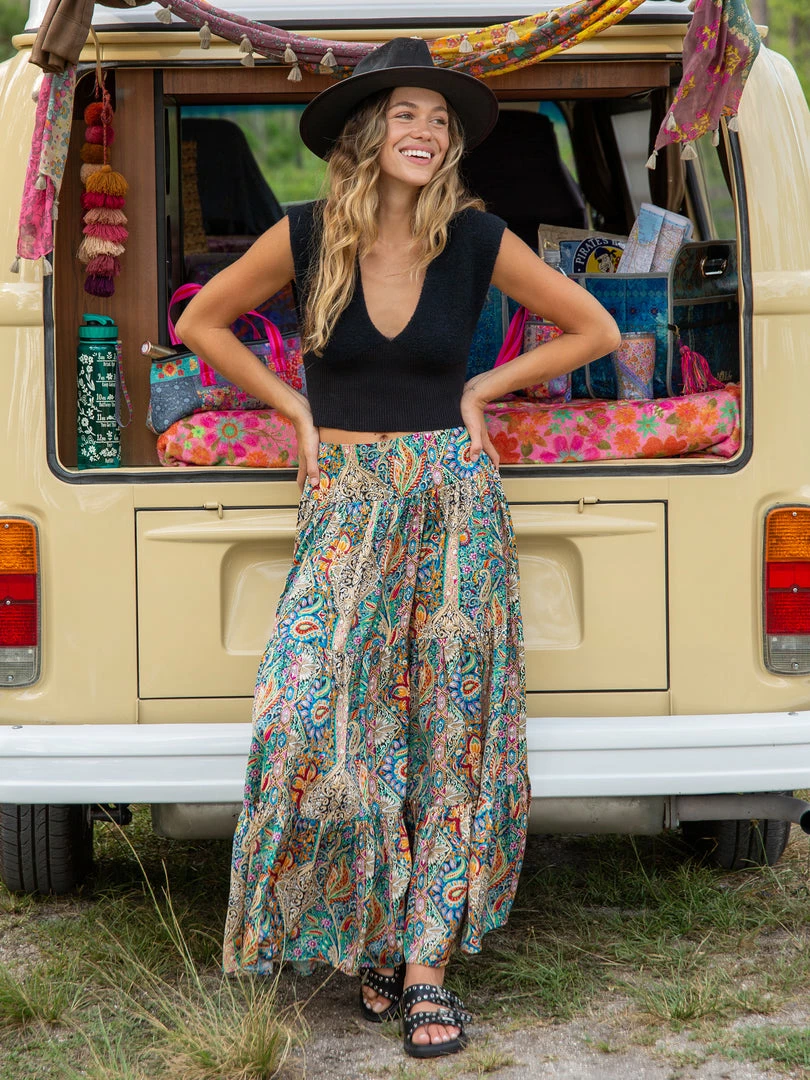 Natural Life Printed Satin Hanna Maxi Skirt NEW & TRENDING 2 Natural Life Printed Satin Hanna Maxi Skirt NEW & TRENDING