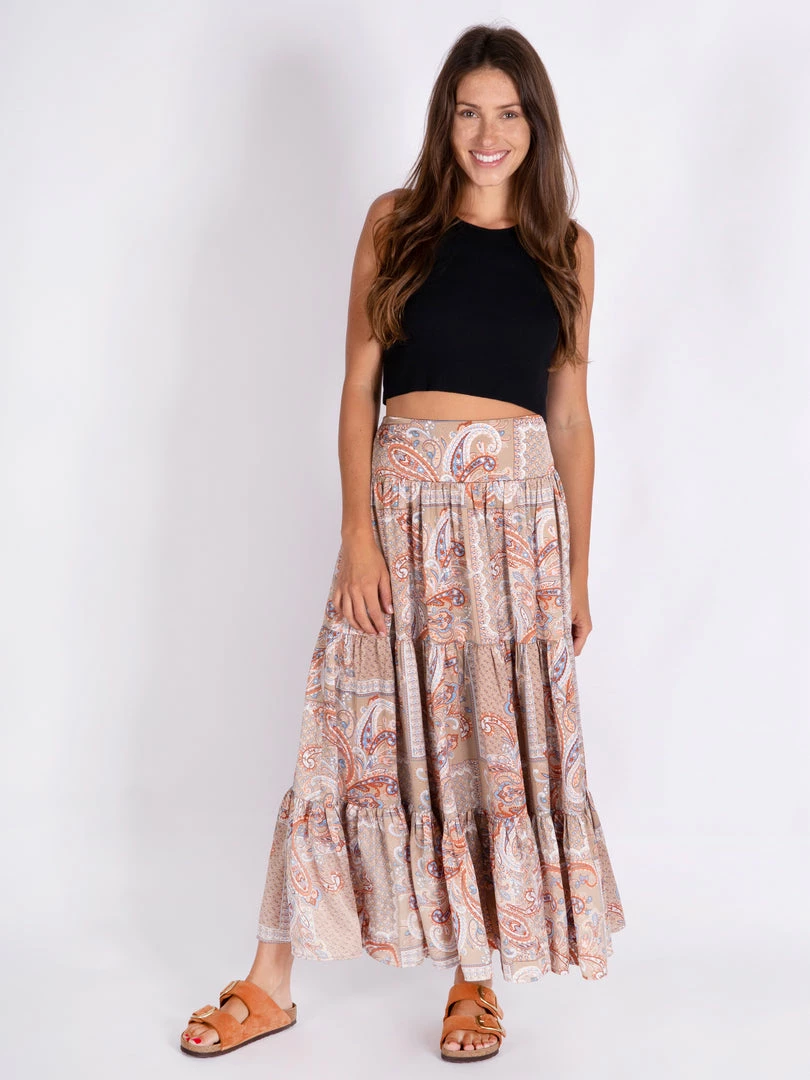 Natural Life Printed Satin Hanna Maxi Skirt NEW & TRENDING 12 Natural Life Printed Satin Hanna Maxi Skirt NEW & TRENDING