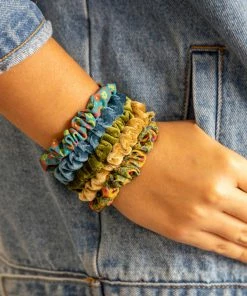 Natural Life Print And Velvet Scrunchies