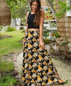Natural Life Ginger Side Slit Maxi Skirt