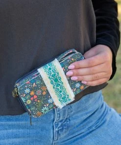 Natural Life Back To Campus Embroidered Wristlet