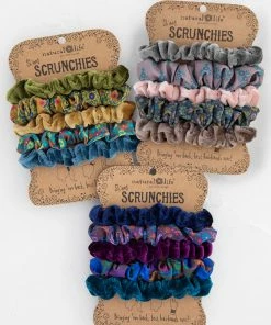 Natural Life Print And Velvet Scrunchies